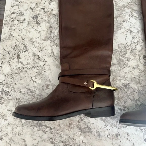 Beautiful Lauren Ralph Lauren Brown Leather Riding Boots Size 8 - Picture 4 of 10